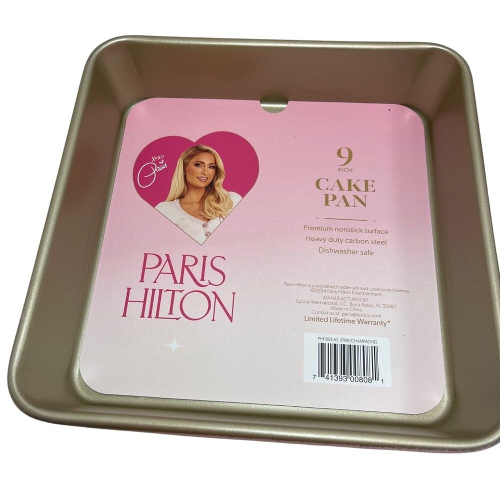 Paris Hilton 9-Inch Cake Pan Nonstick Surface Heavy Duty Carbon Steel Dishwasher